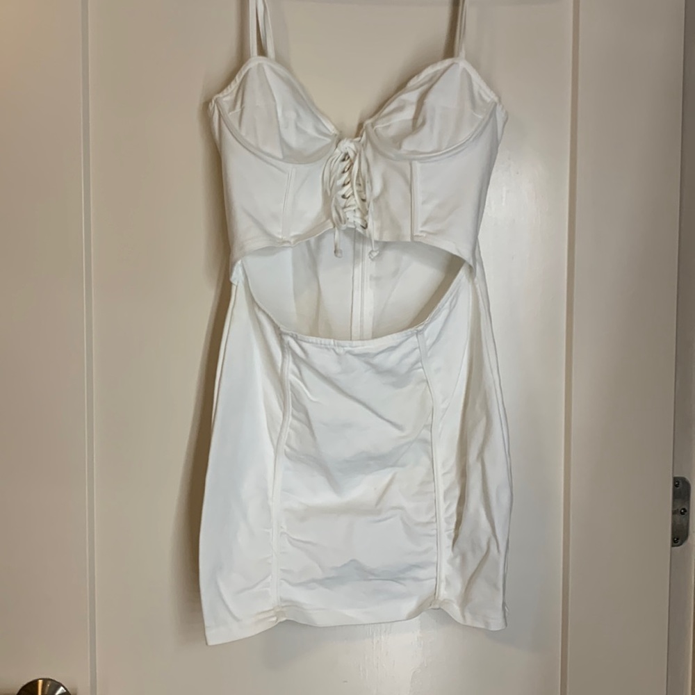 White cut out mini dress